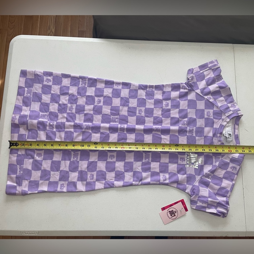 NWT Juicy Couture Lilac Sky Check T Shirt Dress Size XS Purple - Picture 15 of 15